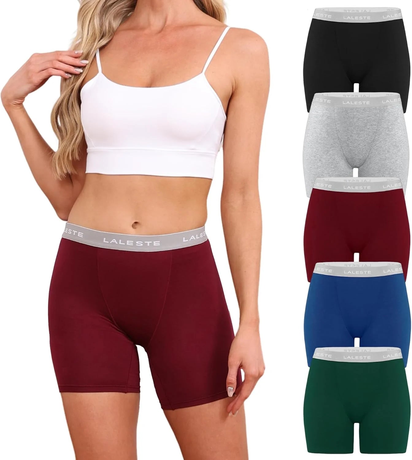 LALESTE Viscose Bamboo Boxer Briefs for Women Cotton Boy Shorts Underwear Soft Stretch Boyshorts Panties 5 Pack