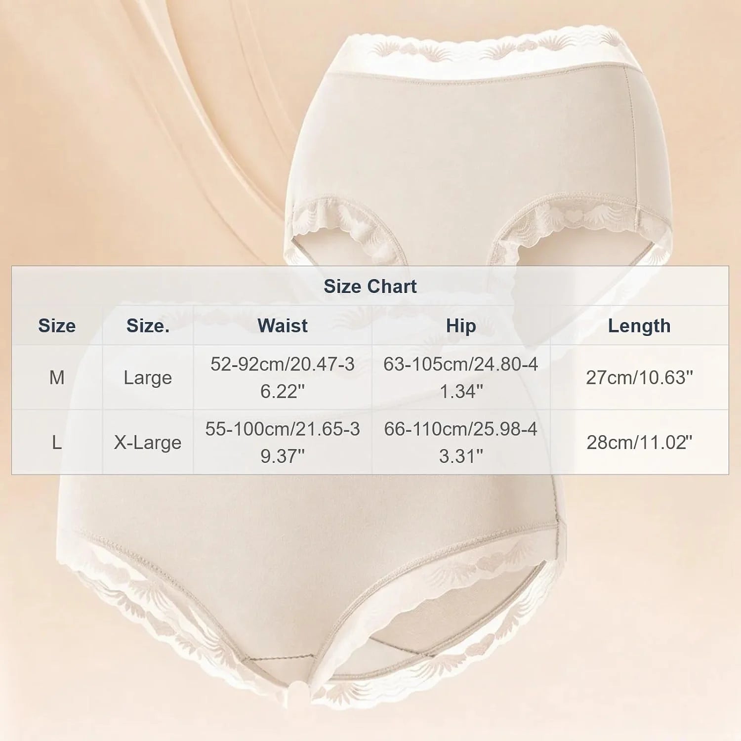 Womens Lace Trim Mid Waist Brief Underwear Comfortable Panties