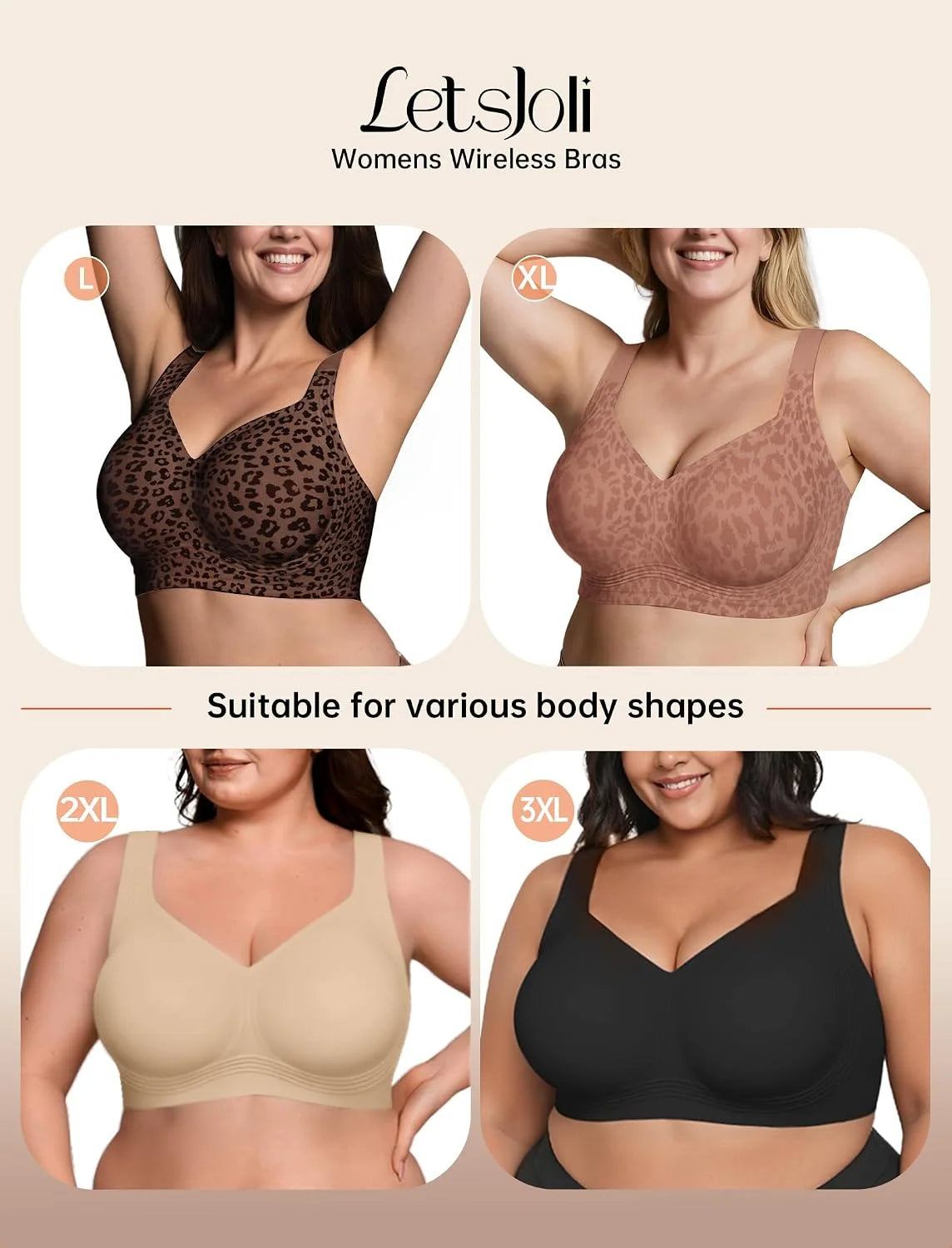 LetsJoli Jelly Bras for Women No Underwire Plus Size Push Up Supportive