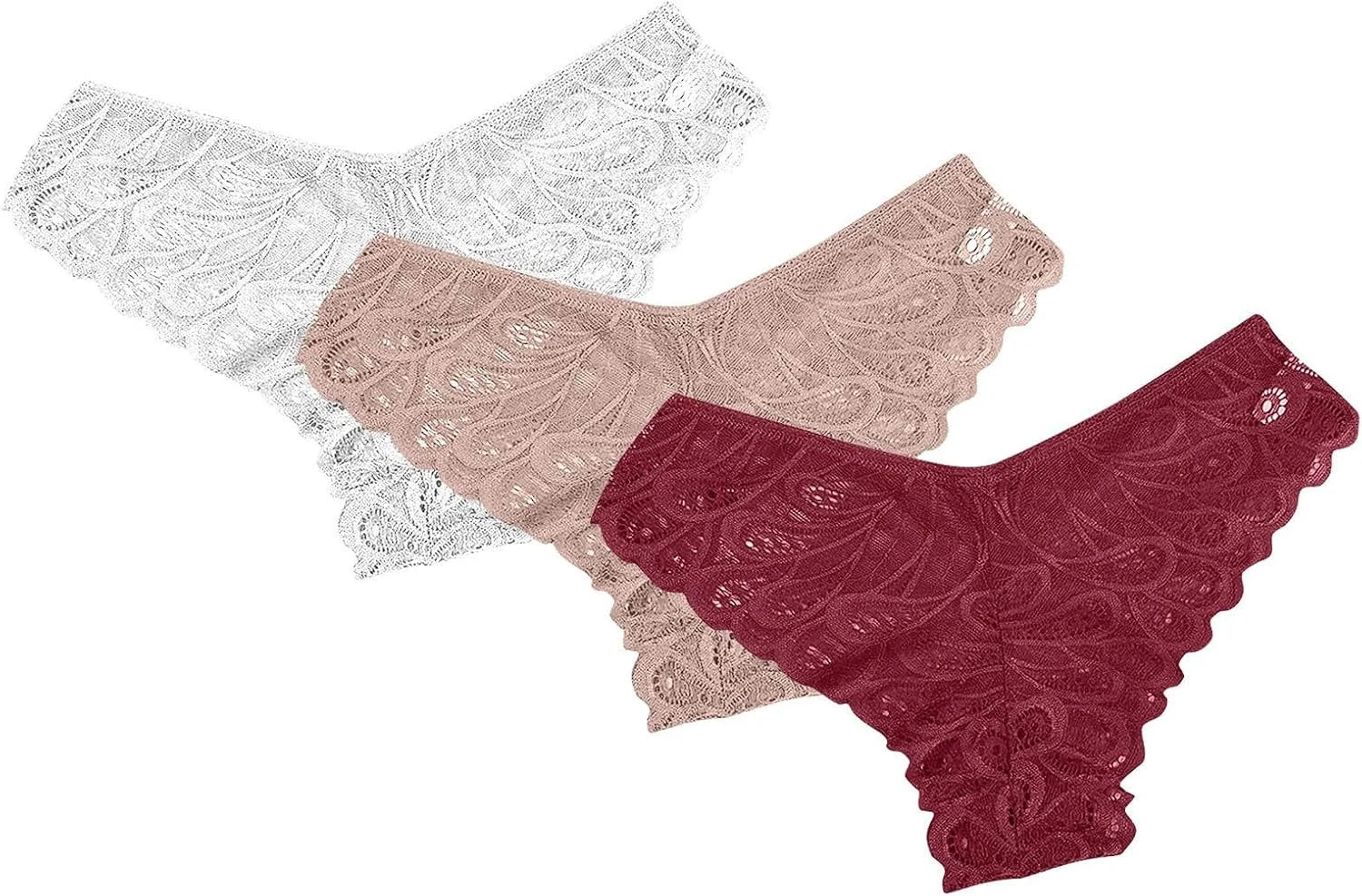 Women's 3-Pack Lace Thongs, Breathable T-Back Panties Comfort See Through G-String Underwear Briefs