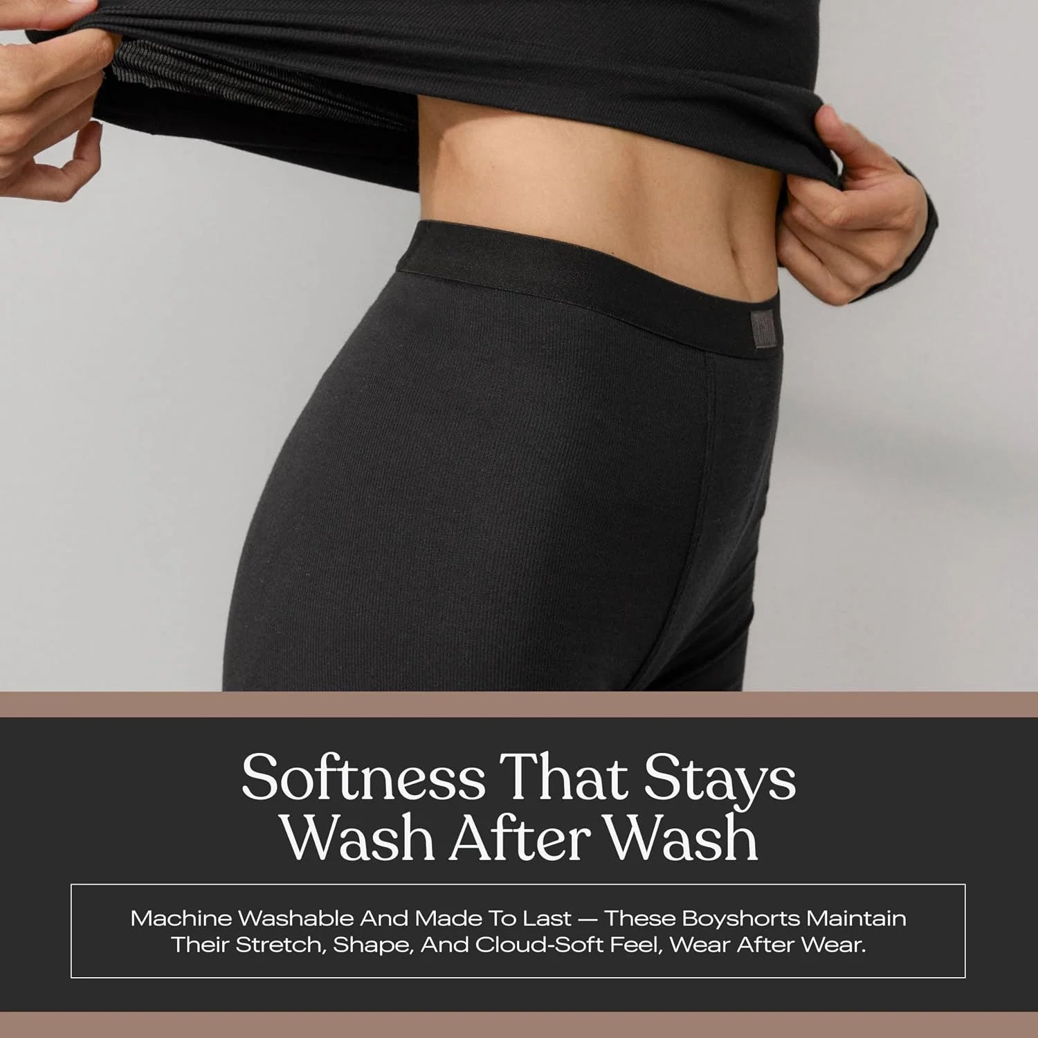 Lunya Soft Modal Rib Boyshort Underwear for Women - No-Rise Crotch Seam Women Boxer - Made with Tencel Modal and Elastane