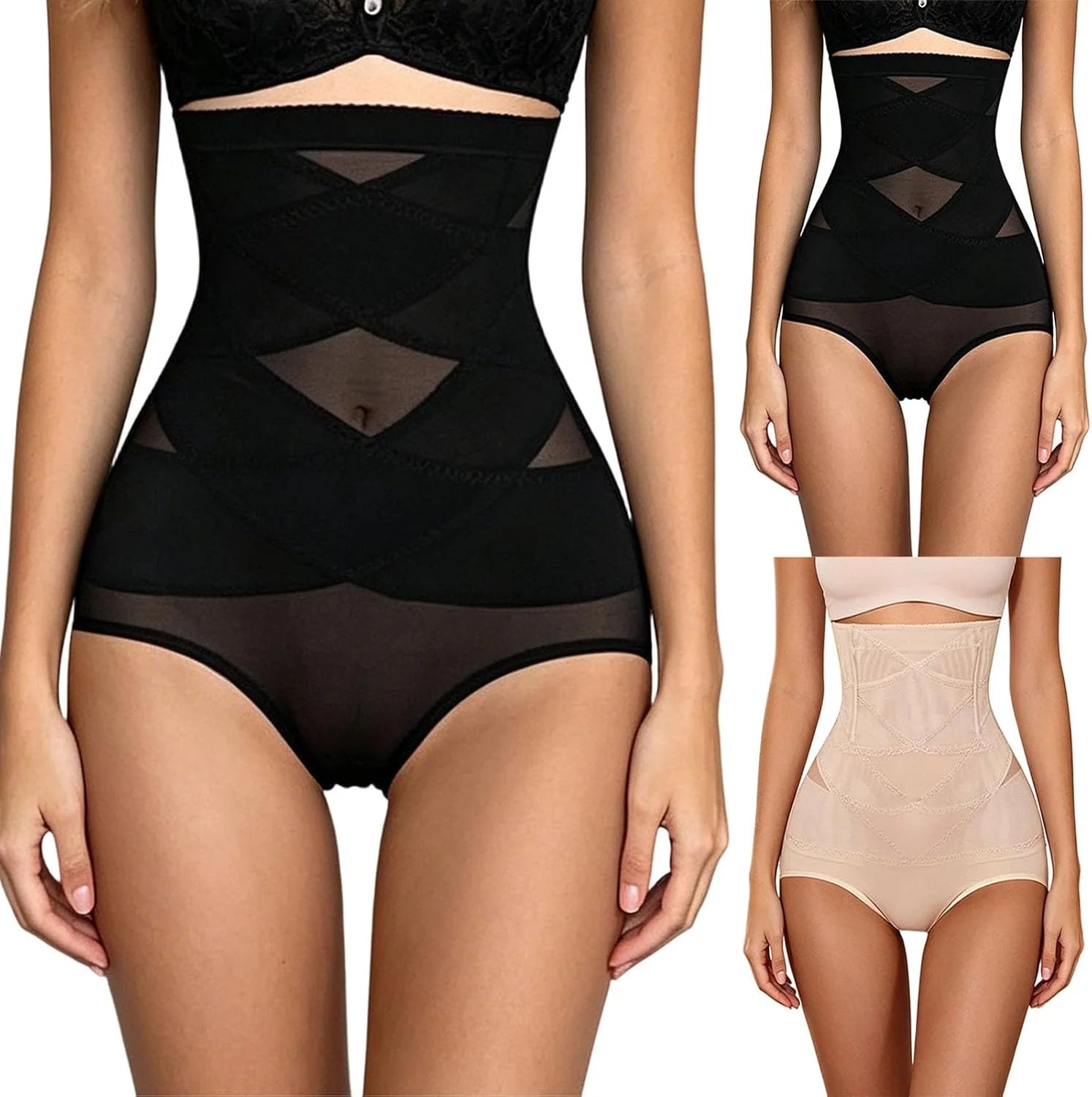 Womens High Waisted Tummy Control Underwear Shapewear Briefs