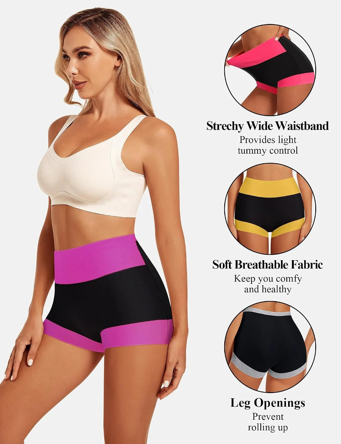 MEIYATING Boy Shorts Underwear for Women High Waisted Cotton Panties 4 Pack