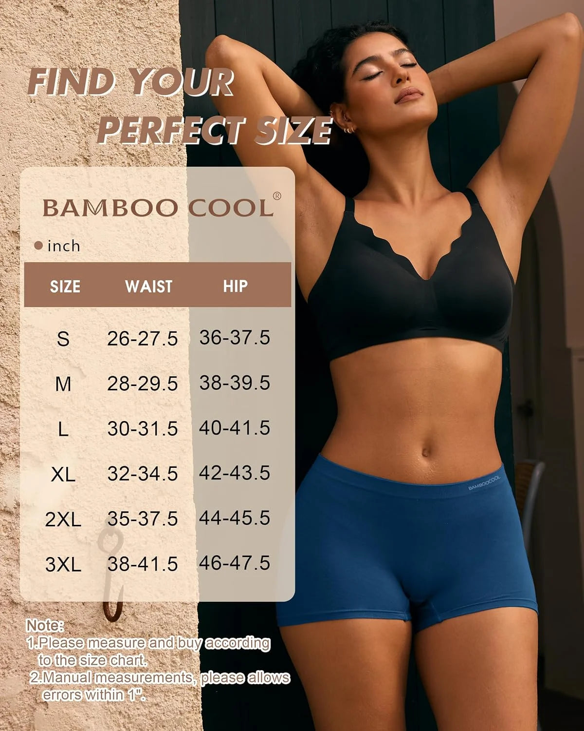 BAMBOO COOL Womens Boyshorts Underwear Mid Rise Boxer Briefs Panties
