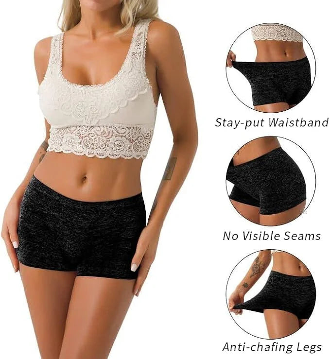 R RUXIA Women's Boyshorts Underwear Seamless Boy Shorts Panties Soft Stretch Boxer Briefs 5 Packs(Regular & Plus Size)