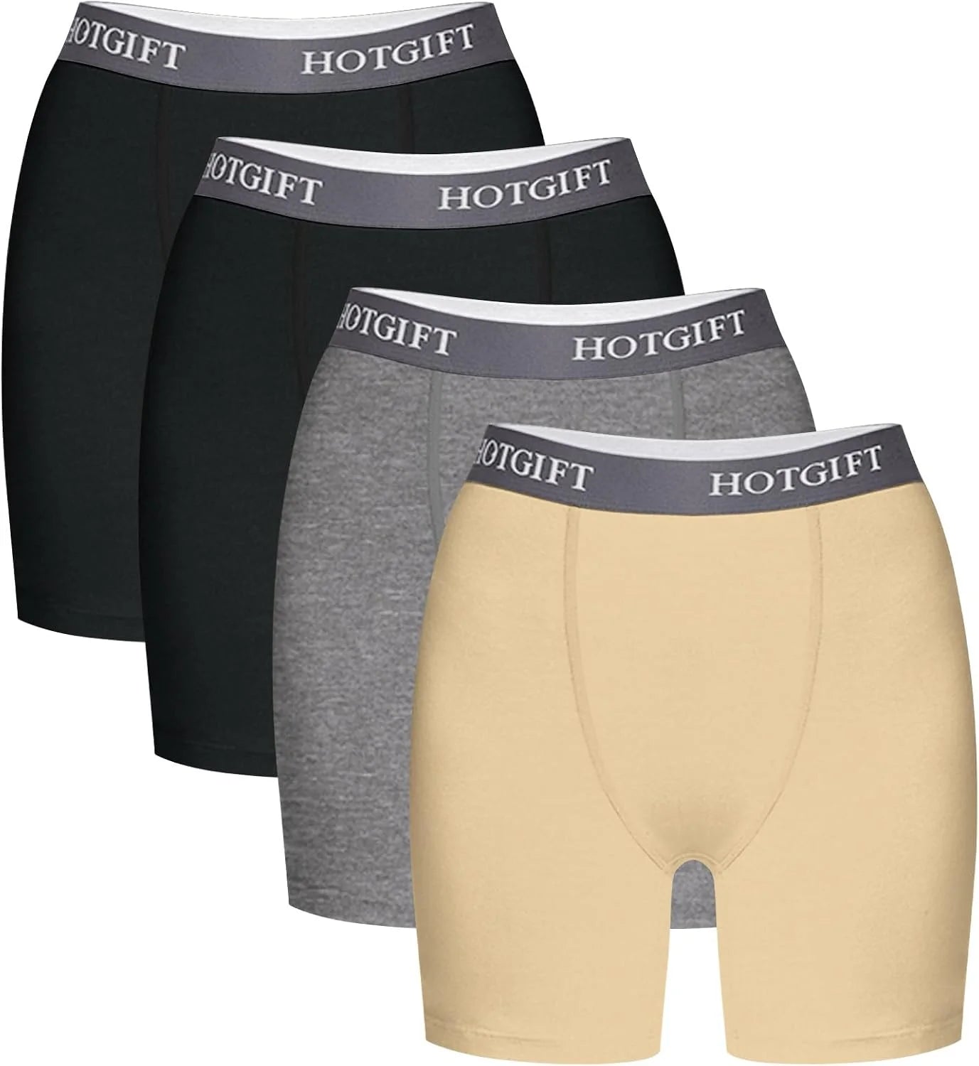 HOTGIFT Women's Boxer Shorts Cotton Boyshorts Underwear 4 Pack