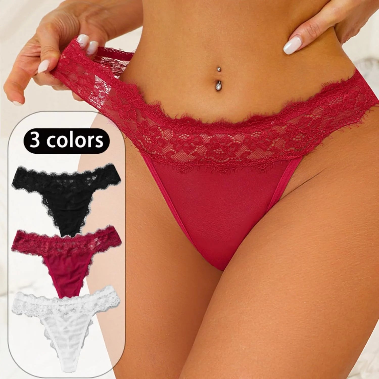 Women's Lace Thongs, Breathable T-Back Panties See Through Sexy G-String Underwear Briefs