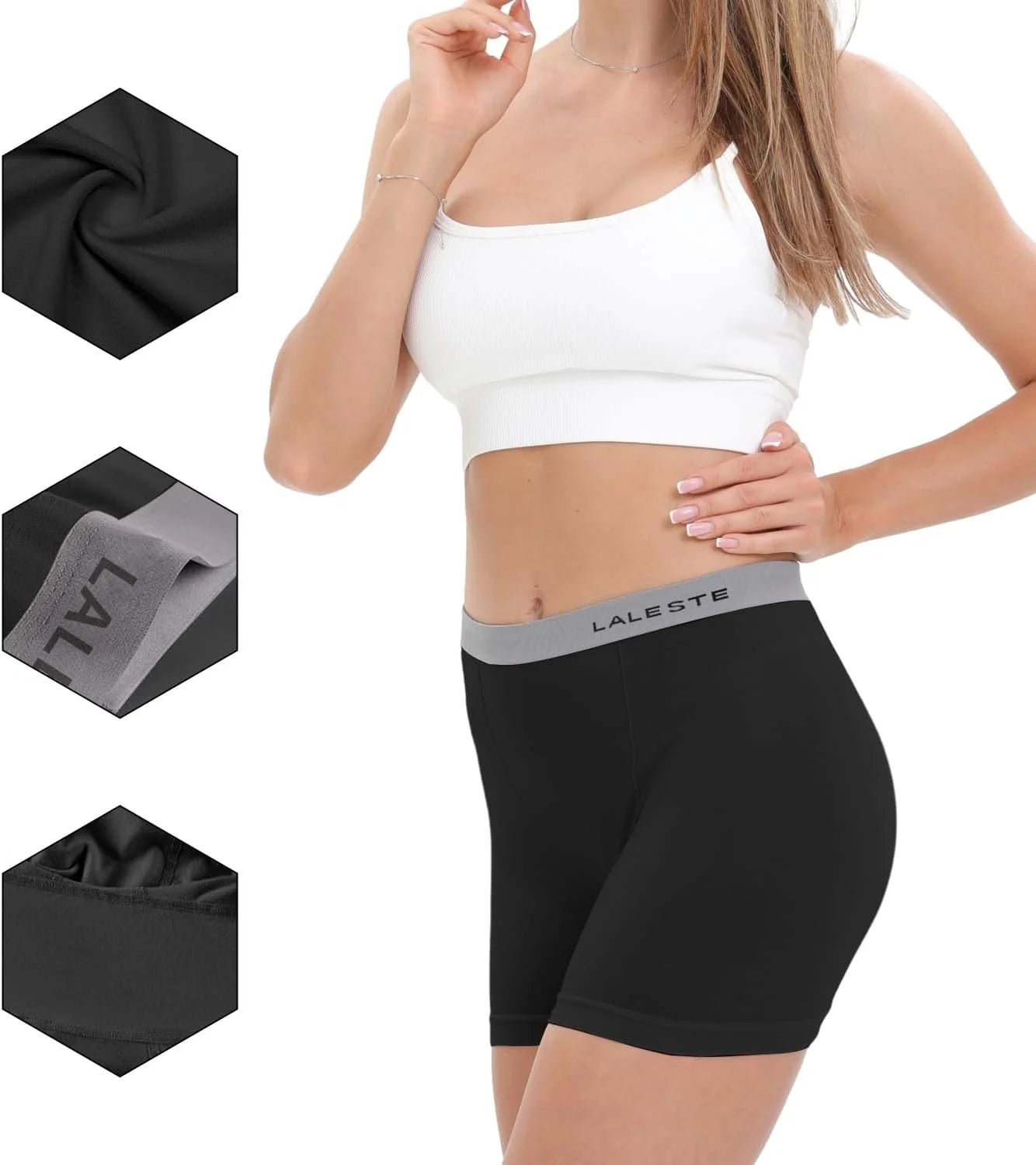 LALESTE Women's Cotton Boxer Briefs, 3-Inch Inseam, Full Coverage, 5 Pack