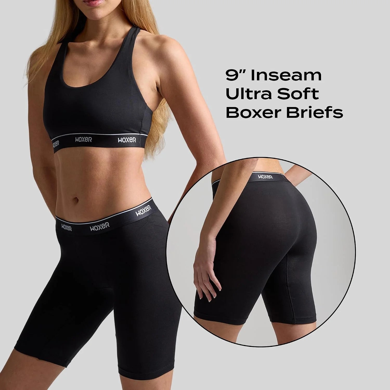 Woxer Womens Boxers - Biker 9" Boy Shorts Underwear for Women, Modal Boxer Briefs, Chafe Free, Womens Underwear