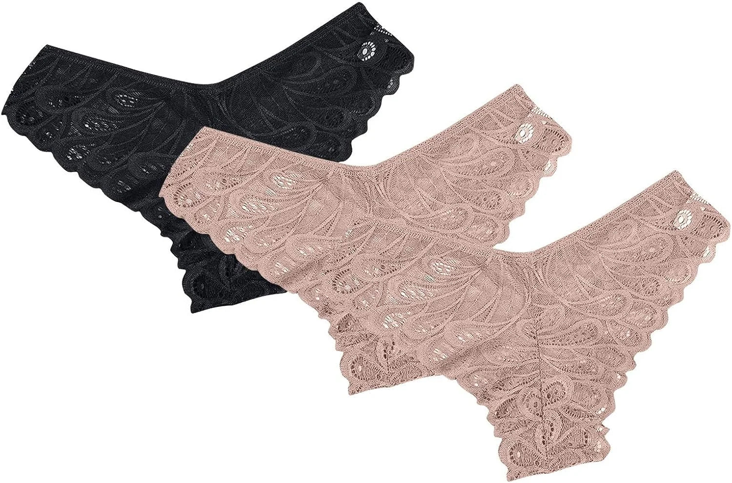 Women's 3-Pack Lace Thongs, Breathable T-Back Panties Comfort See Through G-String Underwear Briefs
