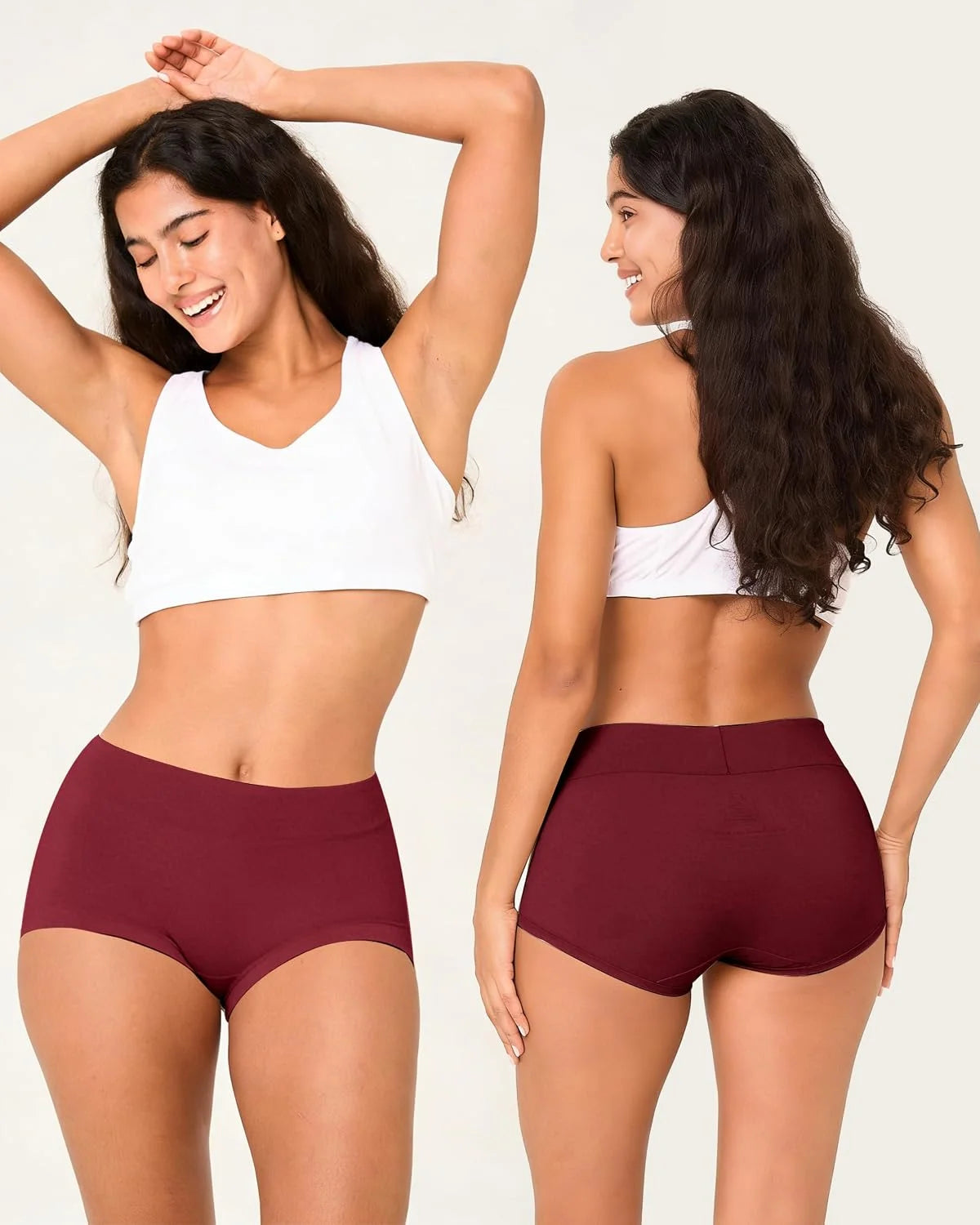 BAMBOO COOL Womens Boy Shorts Underwear High Waisted Boxer Briefs 5 Pack