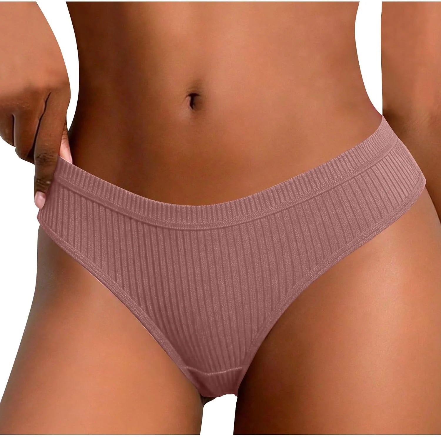 Ribbed Low Waist Bikini Thong for Women Seamless Sexy Underwear
