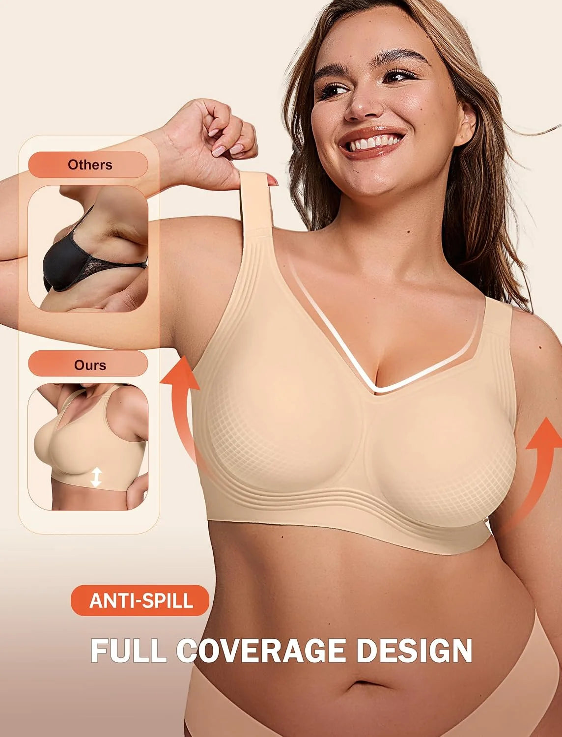 LetsJoli Jelly Bras for Women No Underwire Plus Size Push Up Supportive