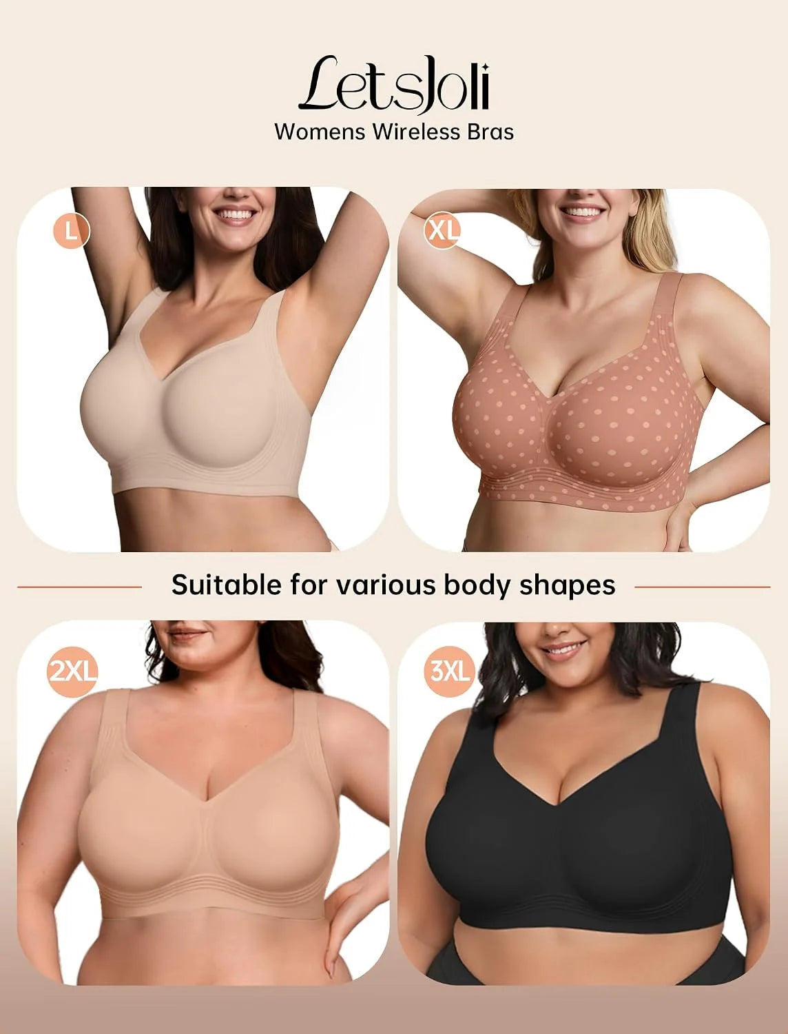 LetsJoli Jelly Bras for Women No Underwire Plus Size Push Up Supportive