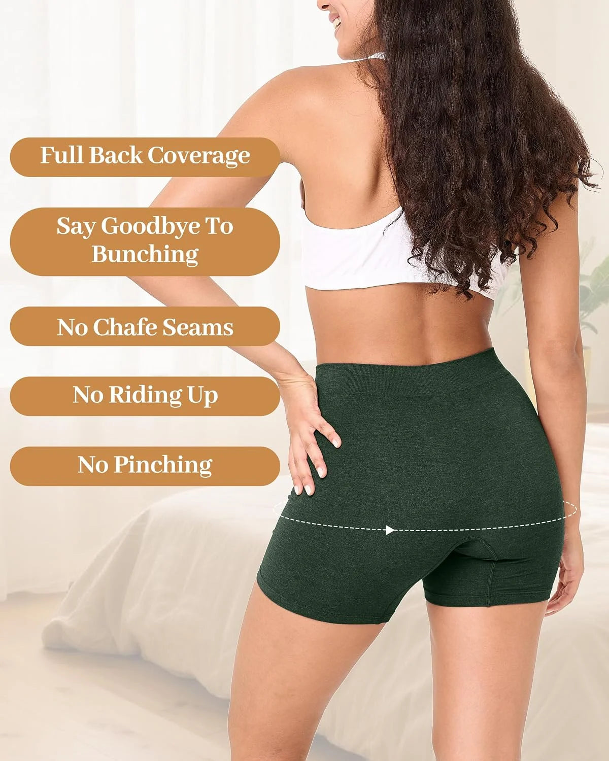 BAMBOO COOL Womens Boyshorts Underwear Anti Chafing Boxer Briefs Panties