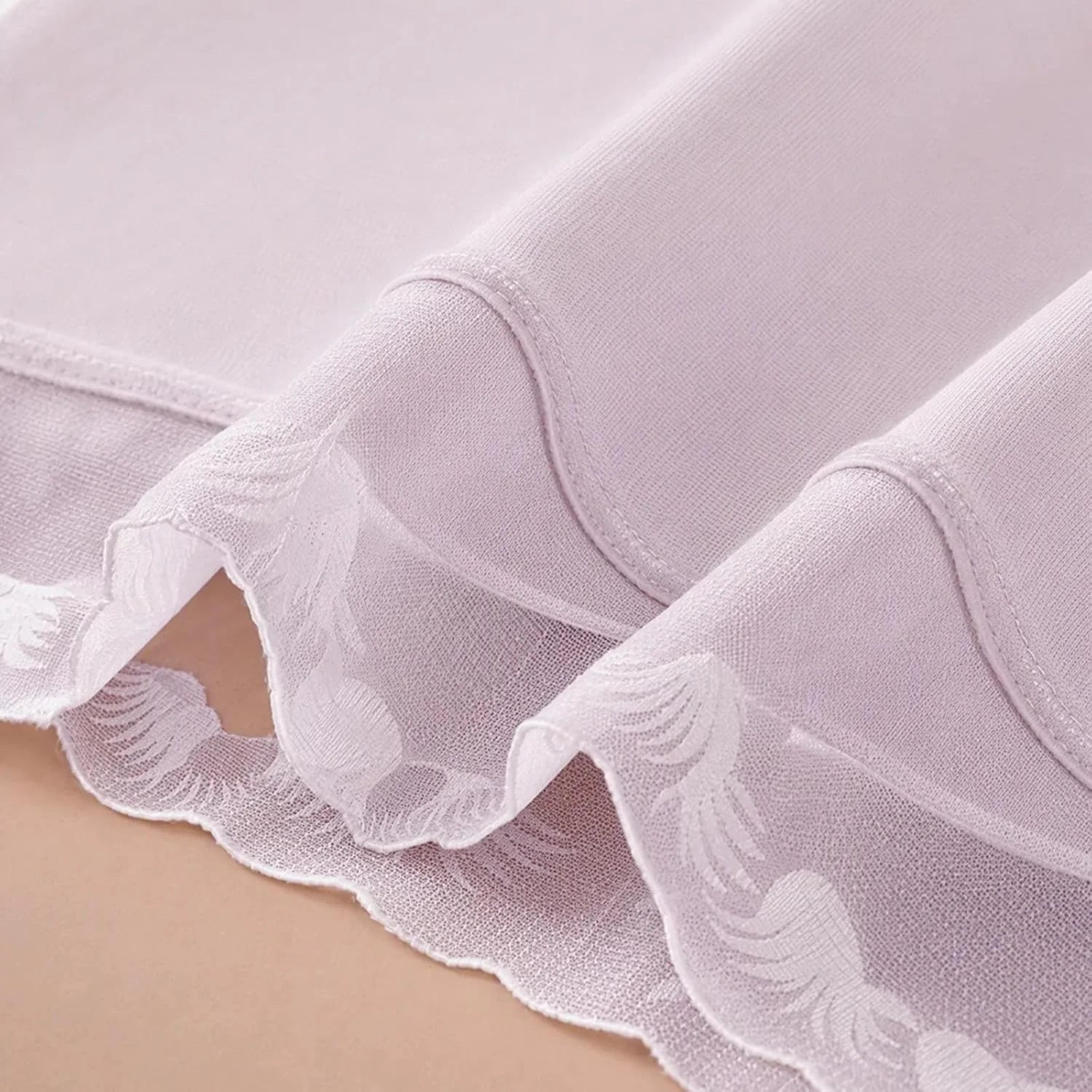 Womens Lace Trim Mid Waist Brief Underwear Comfortable Panties