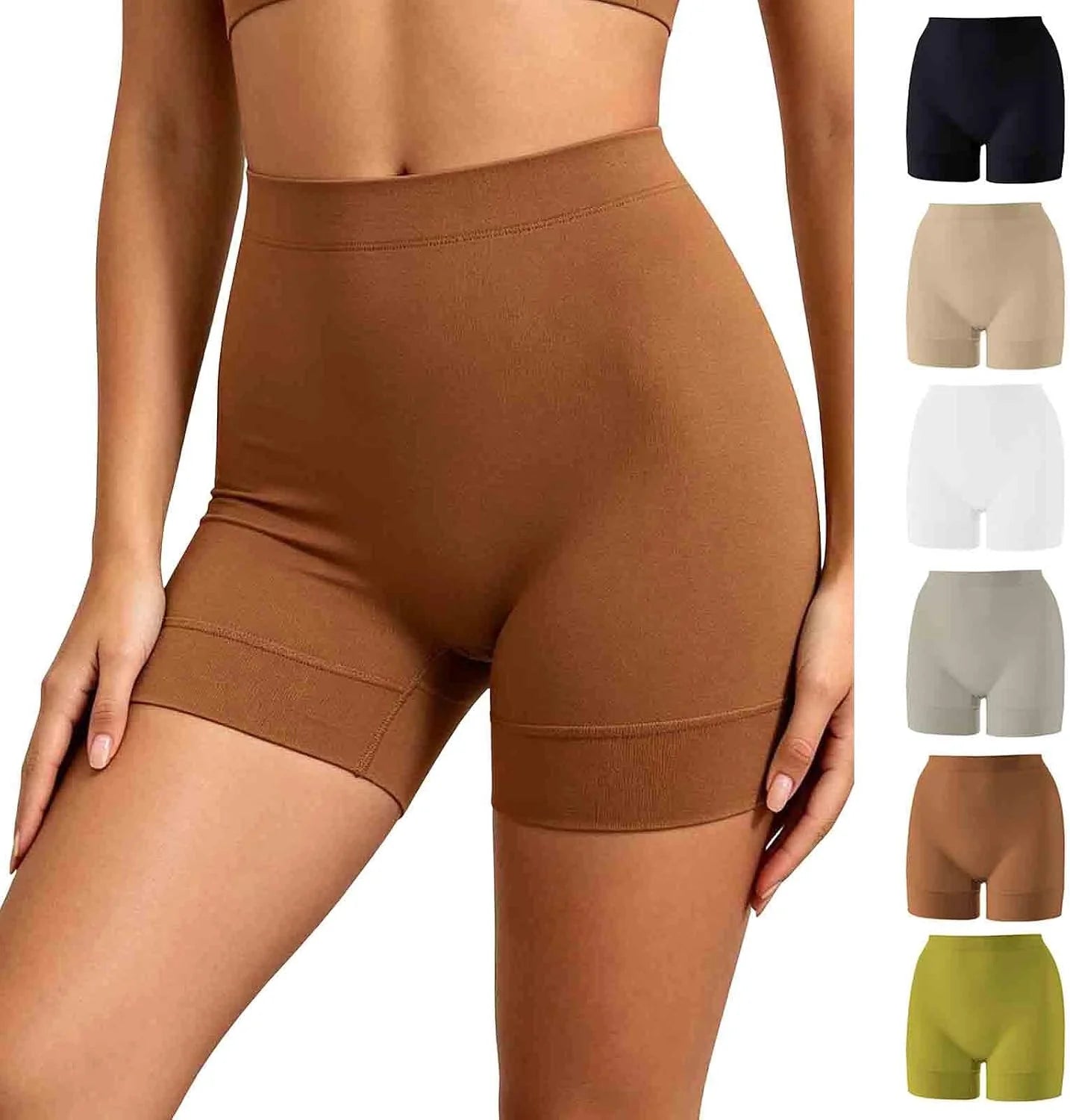 Womens High Waisted Seamless Stretch Shorts Under Dress Underwear