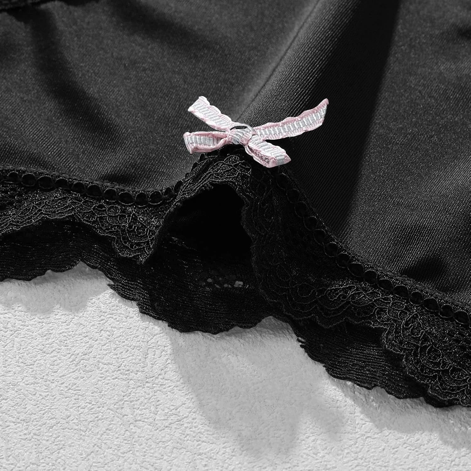 Mid Waist Lace Trim Briefs for Women Breathable Comfort Underwear