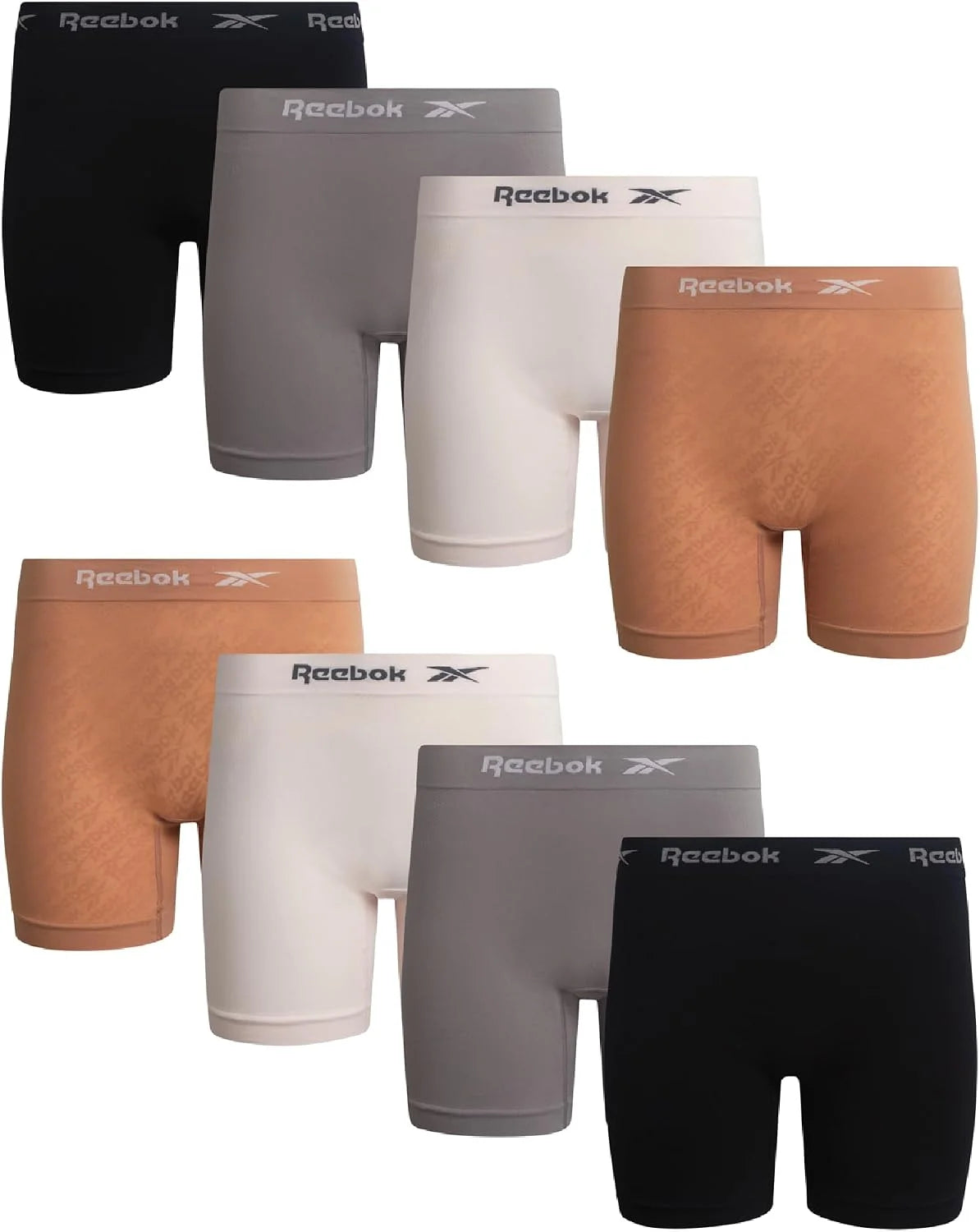 Reebok Womens Boyshorts 8 Pack 6'' Inseam Long Leg Performance Underwear