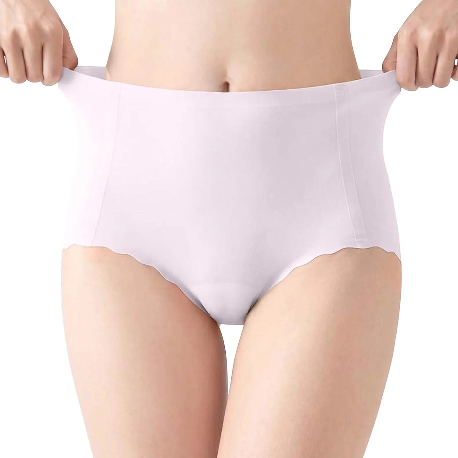 Scalloped Mid Waist Briefs for Women Seamless Everyday Underwear
