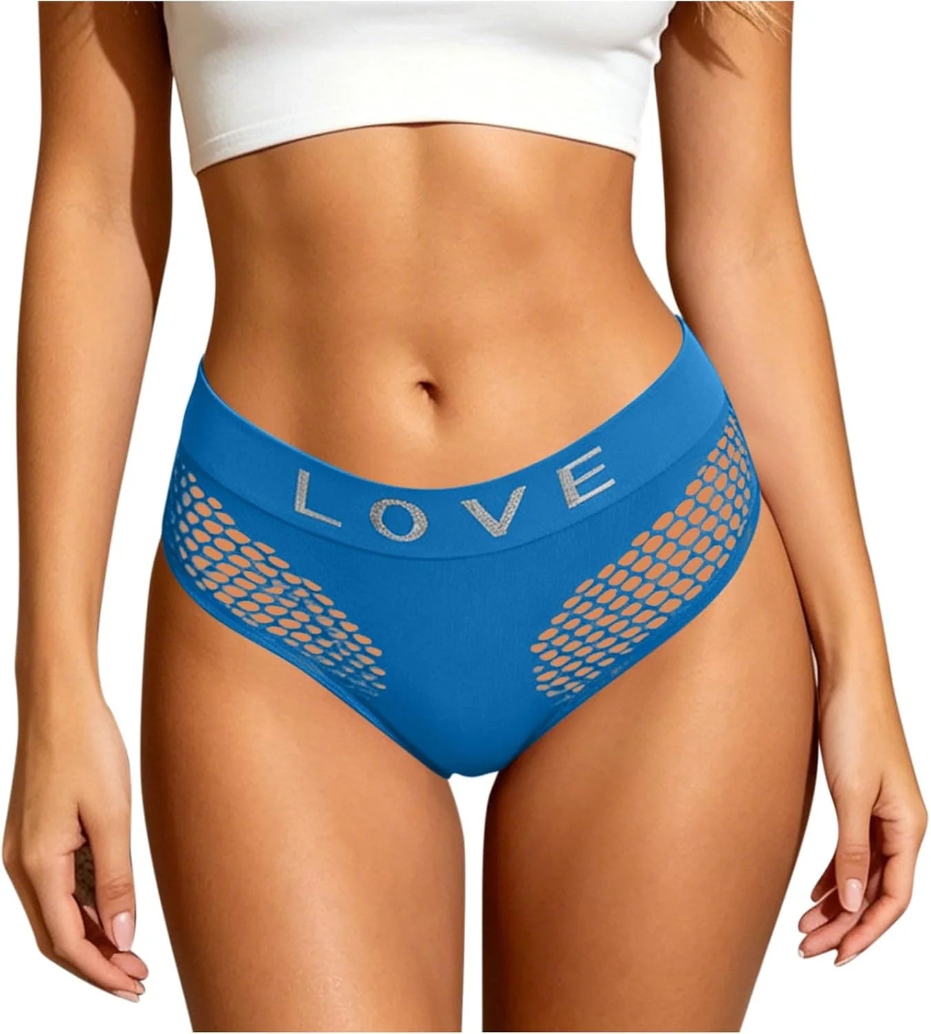 Womens LOVE Letter Hollow Seamless Briefs Breathable Panties