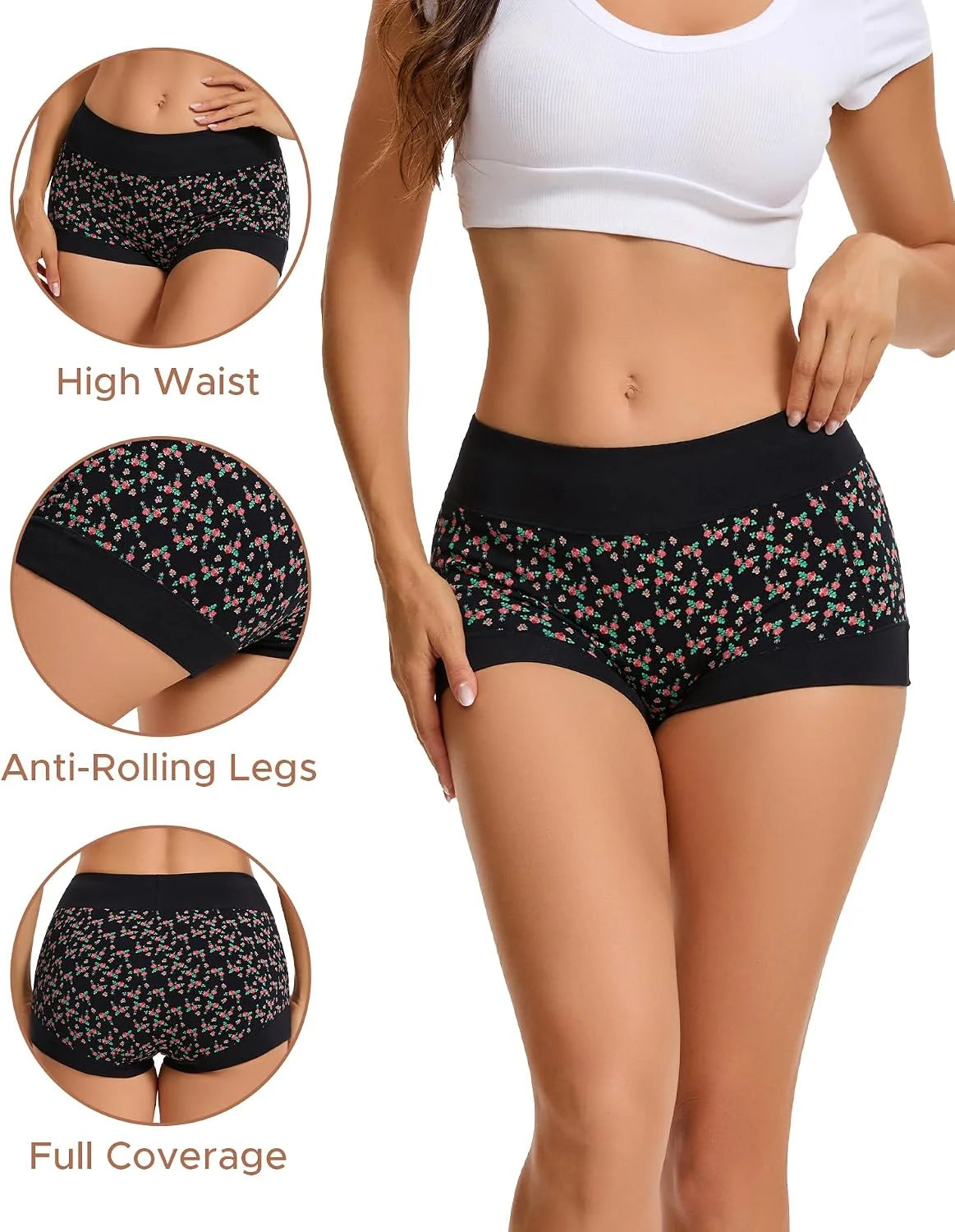 INNERSY Women's Cotton Boyshorts Underwear Soft Boxer Briefs 4-Pack