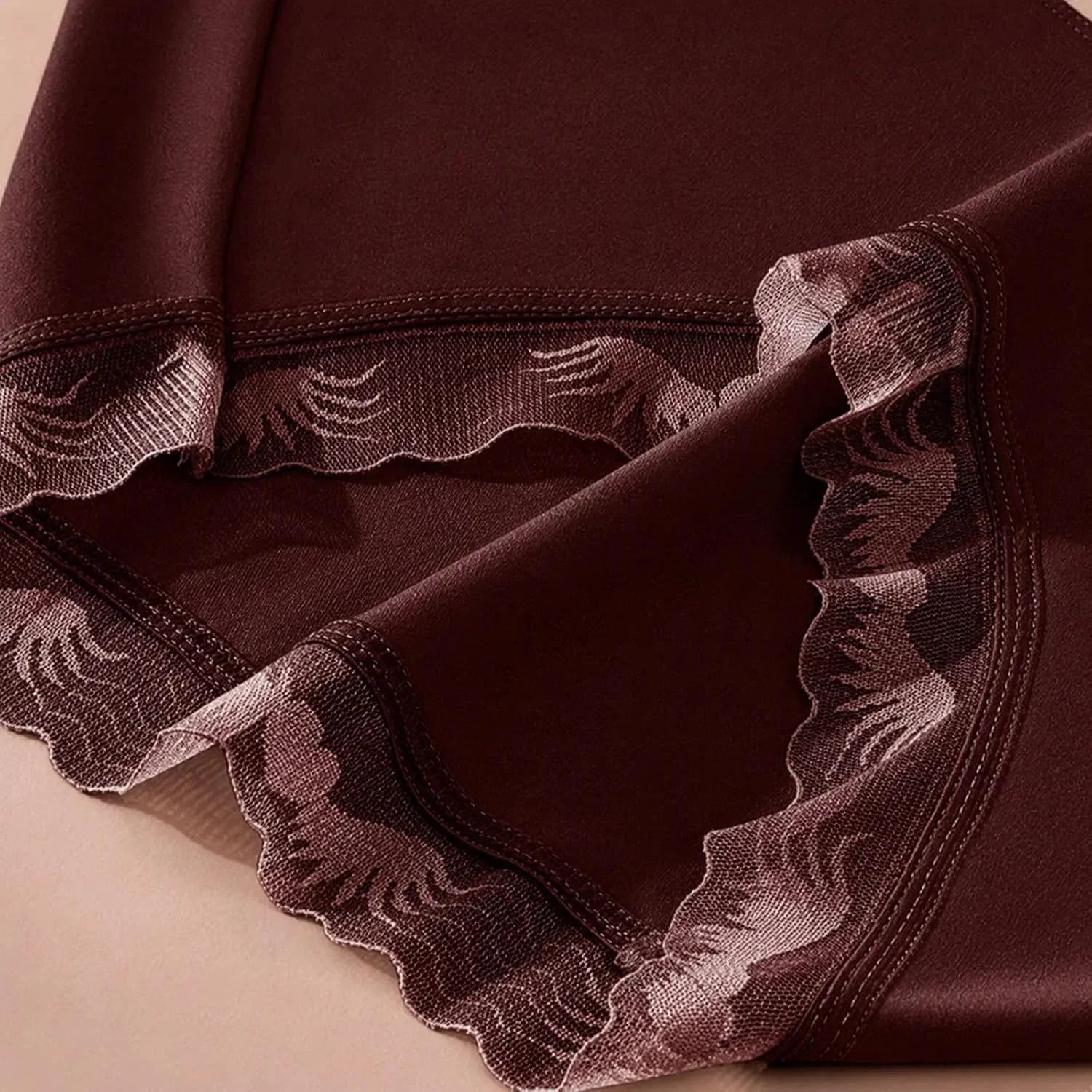 Womens Lace Trim Mid Waist Brief Underwear Comfortable Panties