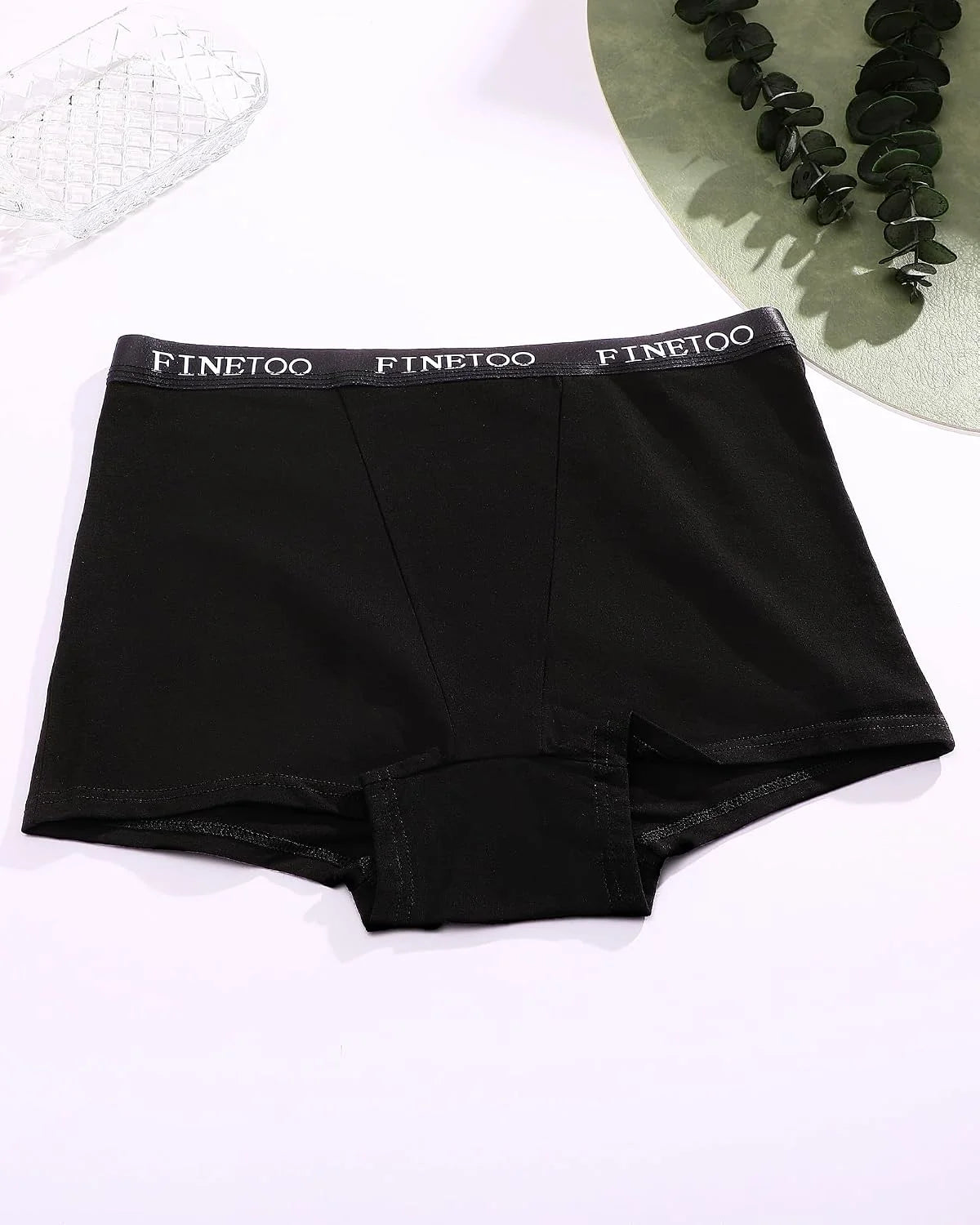 FINETOO Womens Cotton Boy Shorts Underwear Full Coverage Soft Boxer Briefs High Waisted Panties for Lady Girls 6 Pack