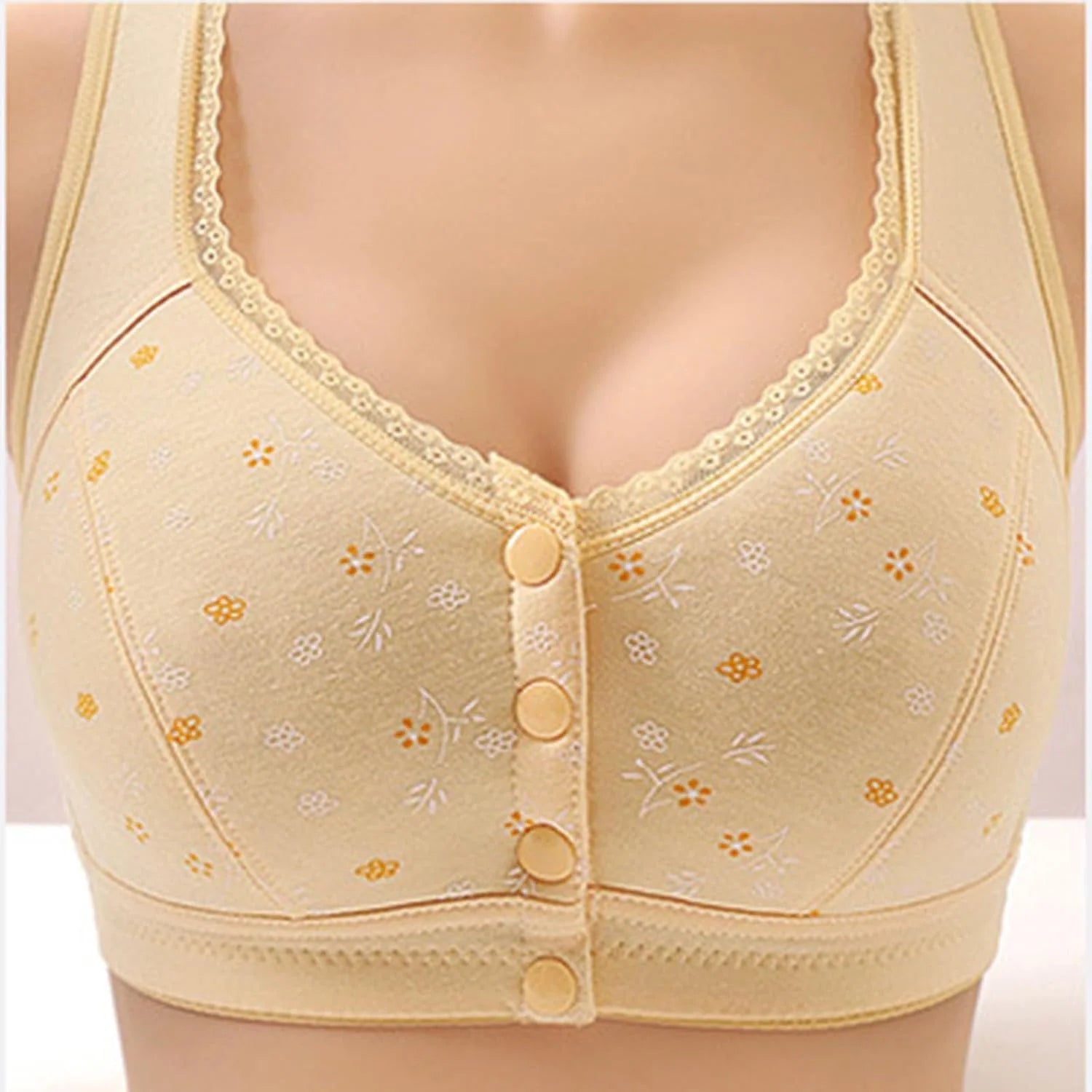 Daisy Bras for Older Women Front Button Close Convenient Everyday Bra 2025 New Comfortable No Underwire Gathering Bra
