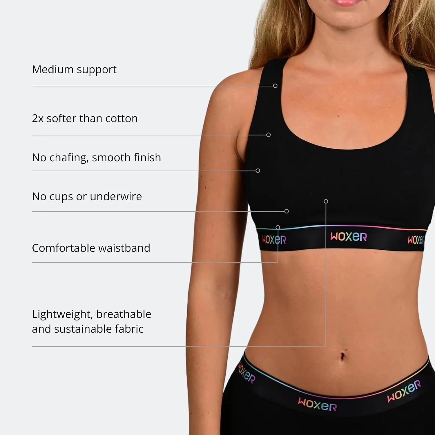 Woxer Boss Bralette for Women – Wireless, Seamless Racerback – Modal Sports Bra, Lounge, Sleep Bralette, Wireless Bra
