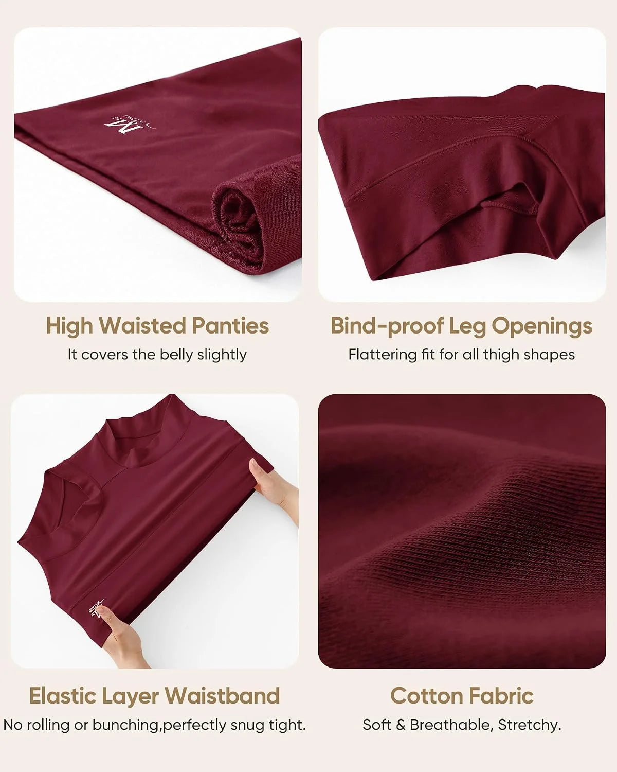 MEIYATING Boy Shorts Underwear for Women High Waisted Cotton Panties 4 Pack