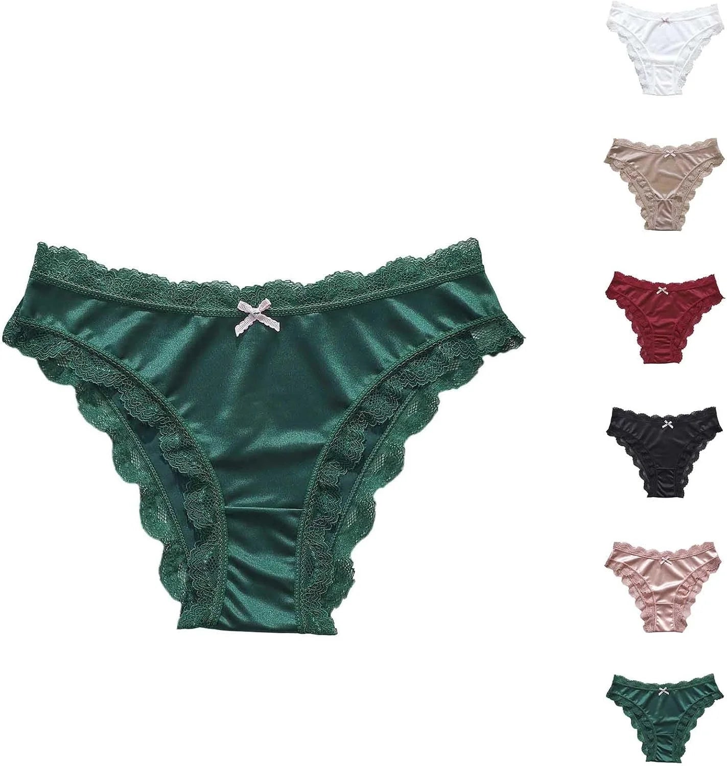 Mid Waist Lace Trim Briefs for Women Breathable Comfort Underwear