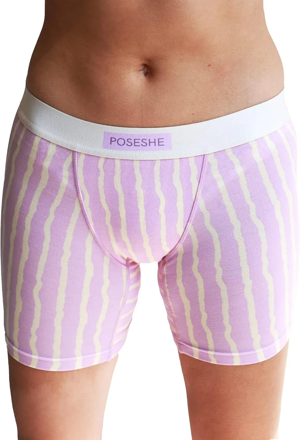 POSESHE Womens Boy Shorts Underwear Boxer Briefs MicroModal 6" Inseam, S-5X