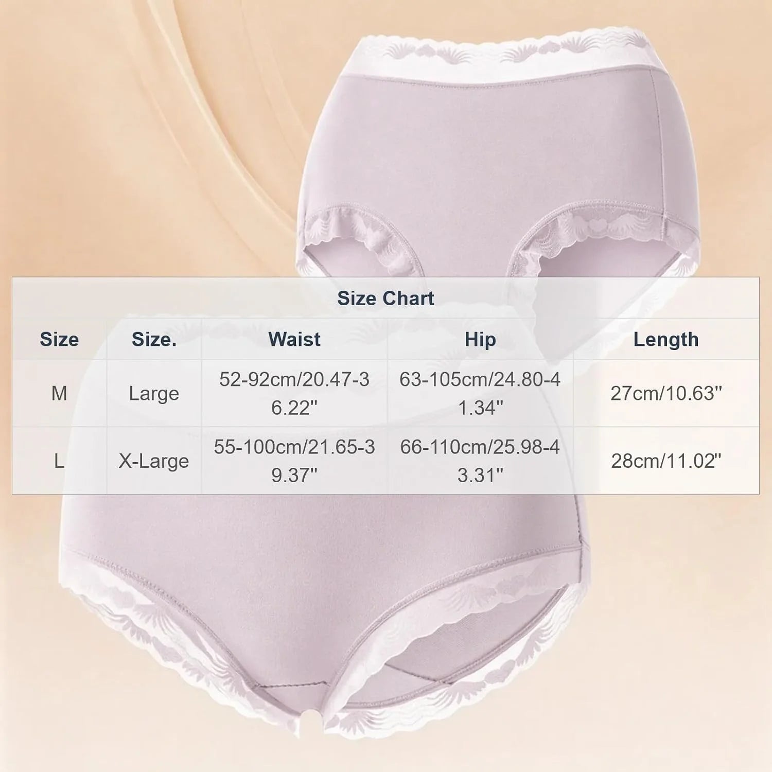 Womens Lace Trim Mid Waist Brief Underwear Comfortable Panties
