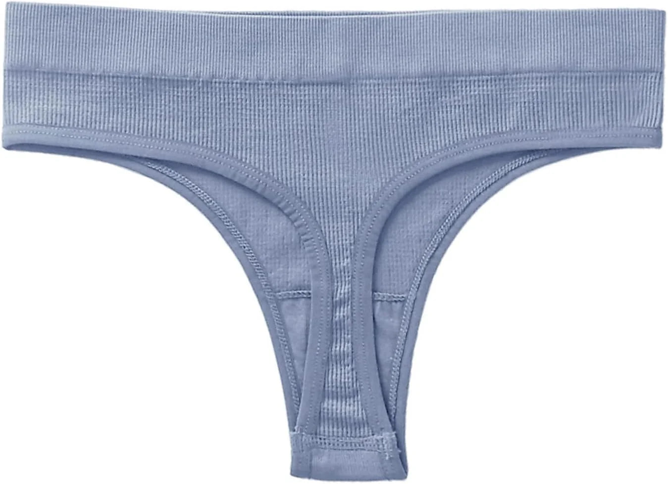 Womens Ribbed Seamless Thong High Waisted Brief Underwear