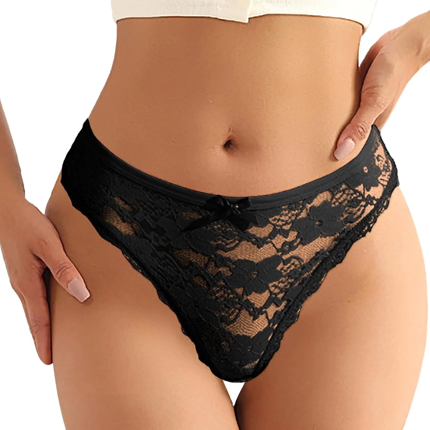 Sexy Lace Bow Low Waist Panties for Women Underwear Brief