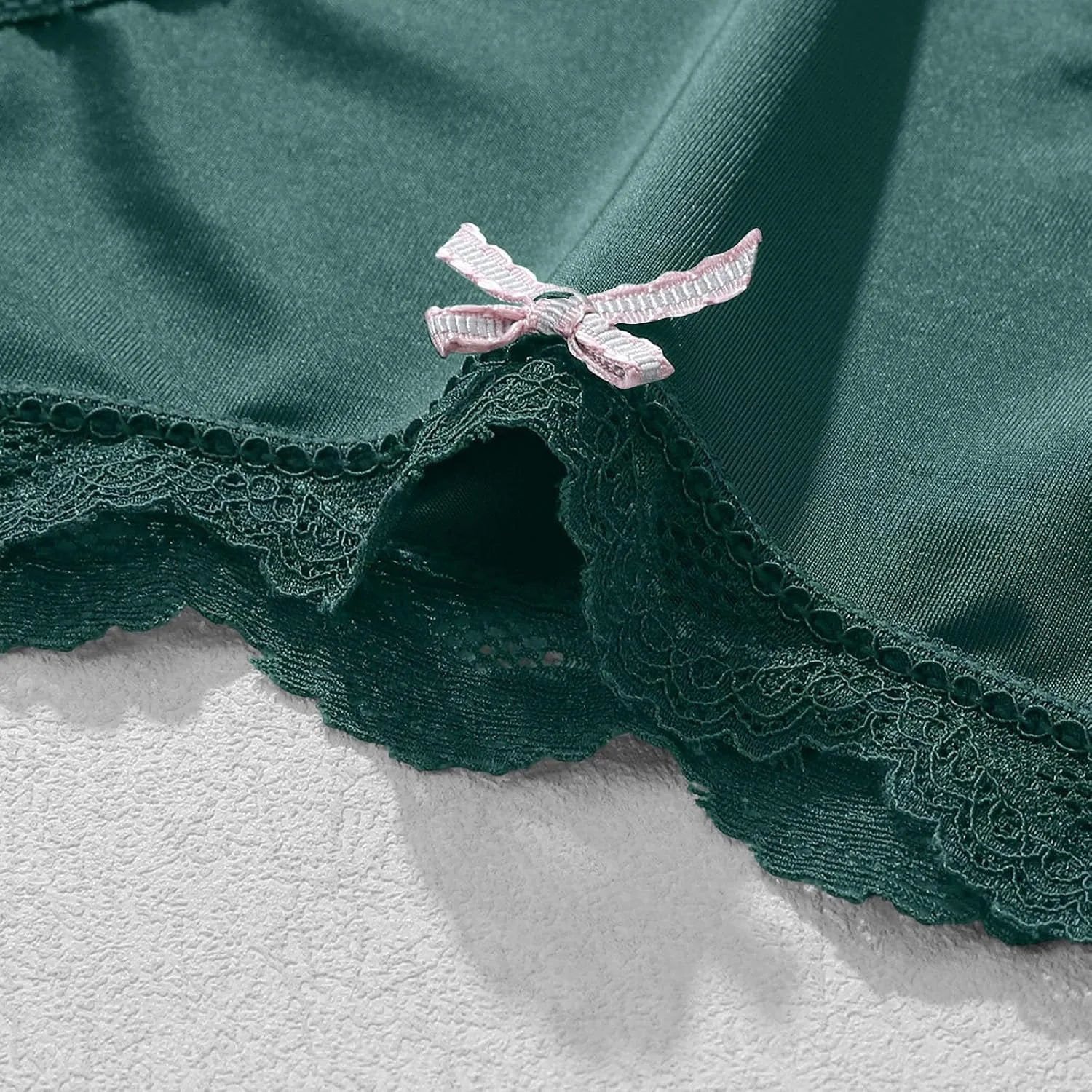 Mid Waist Lace Trim Briefs for Women Breathable Comfort Underwear