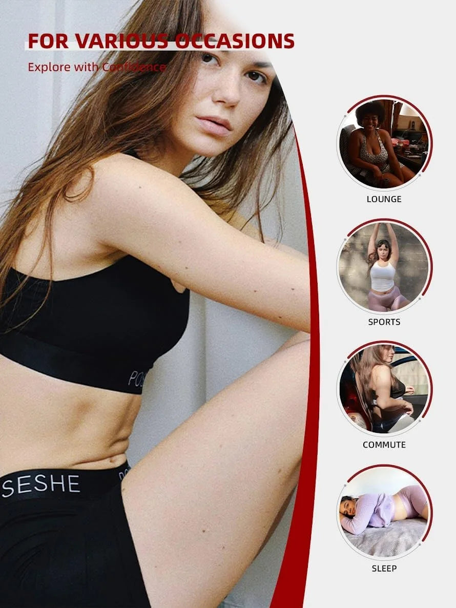 POSESHE Womens Boy Shorts Underwear Boxer Briefs MicroModal 6" Inseam, S-5X