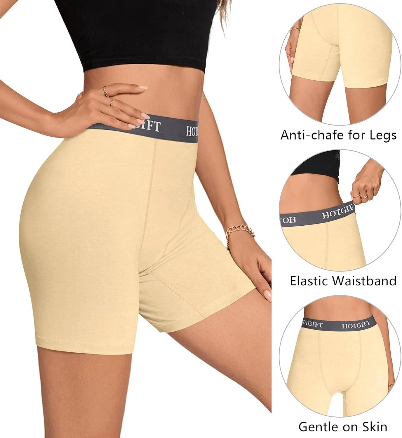HOTGIFT Women's Boxer Shorts Cotton Boyshorts Underwear 4 Pack
