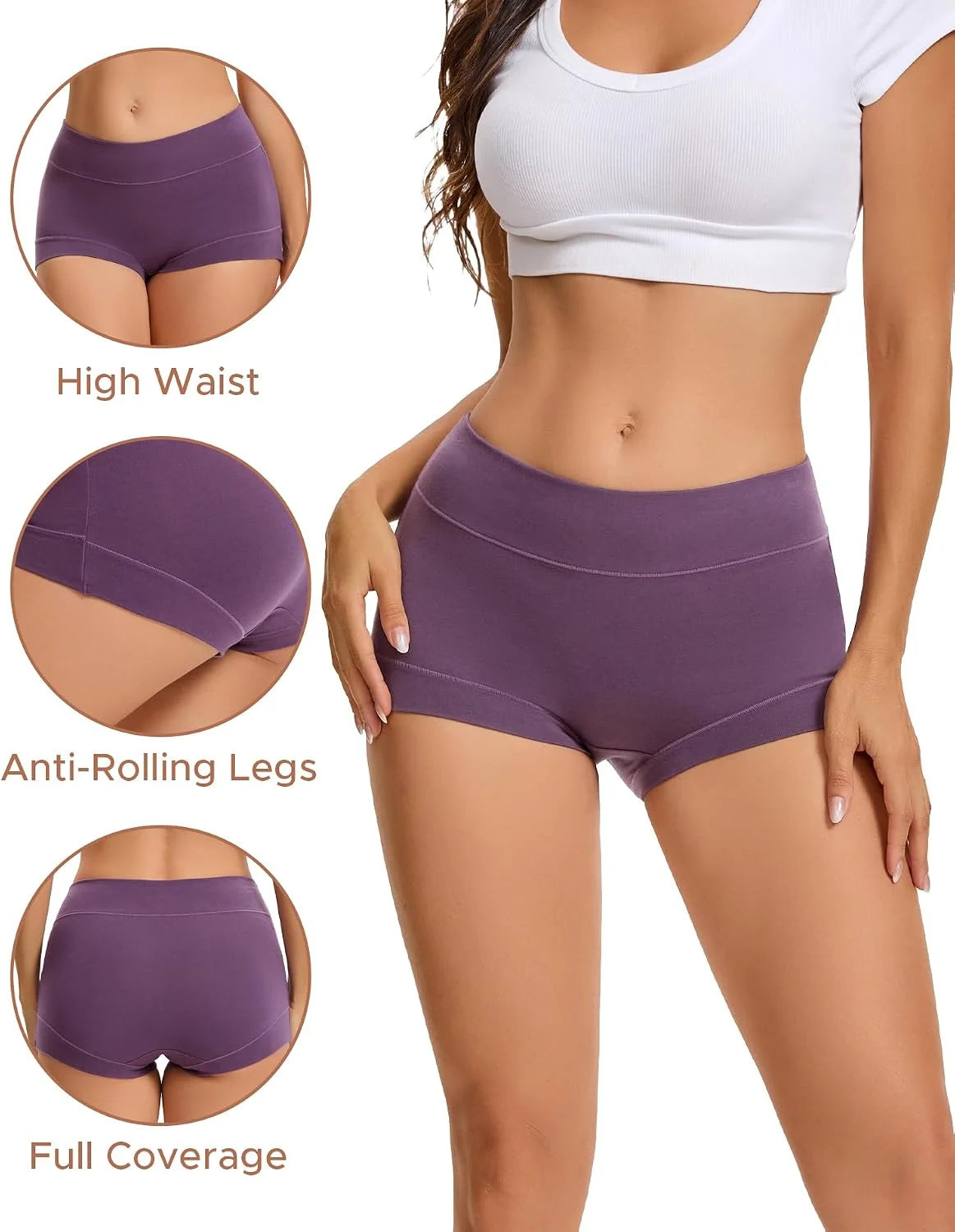 INNERSY Women's Cotton Boyshorts Underwear Soft Boxer Briefs 4-Pack