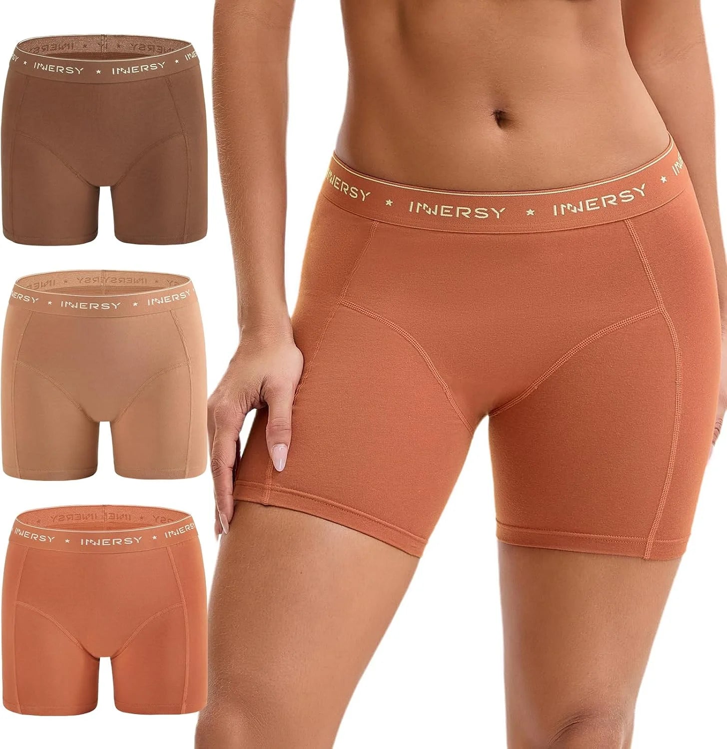 INNERSY Women's Cotton Boyshorts Underwear 3-Pack