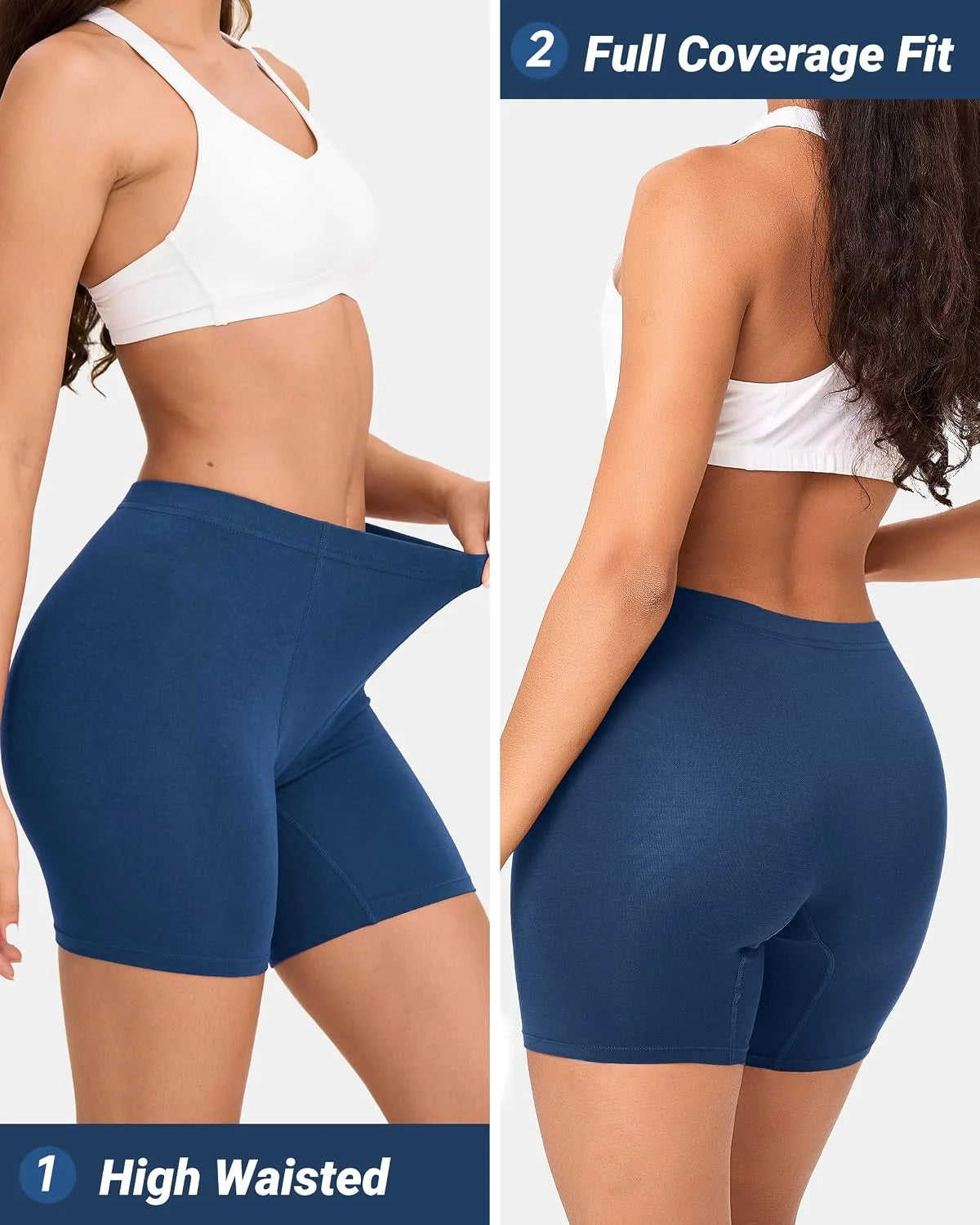 BAMBOO COOL Womens Boyshorts Underwear Boxer Briefs No Ride Up 4 Pack