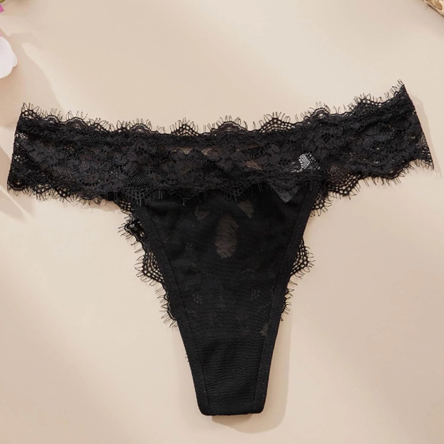 Women's Lace Thongs, Breathable T-Back Panties See Through Sexy G-String Underwear Briefs