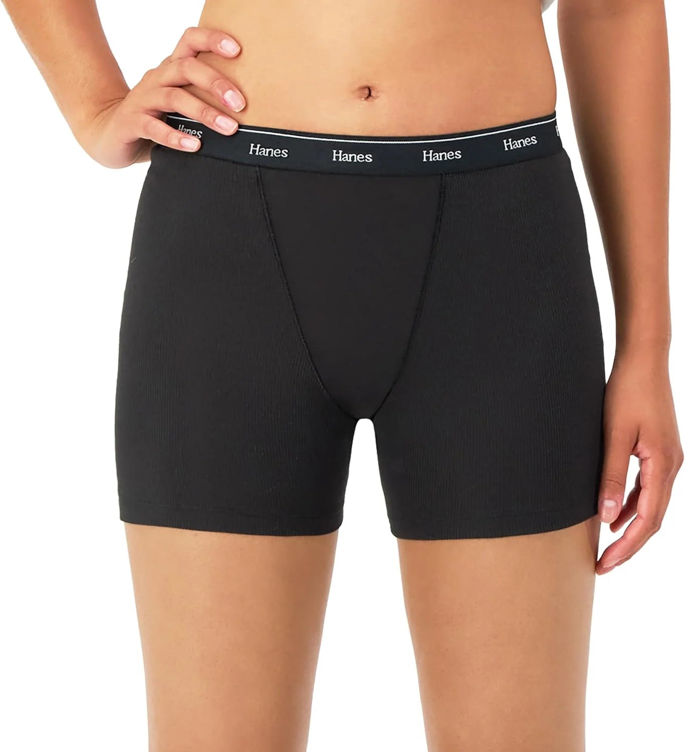 Hanes Originals Women’s Mid-Thigh Boxer Brief Pack, Stretch Cotton Underwear, 4-Pack