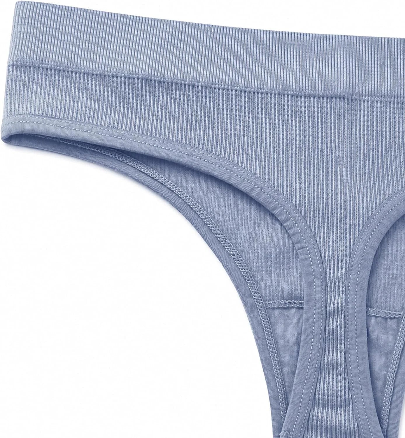 Womens Ribbed Seamless Thong High Waisted Brief Underwear
