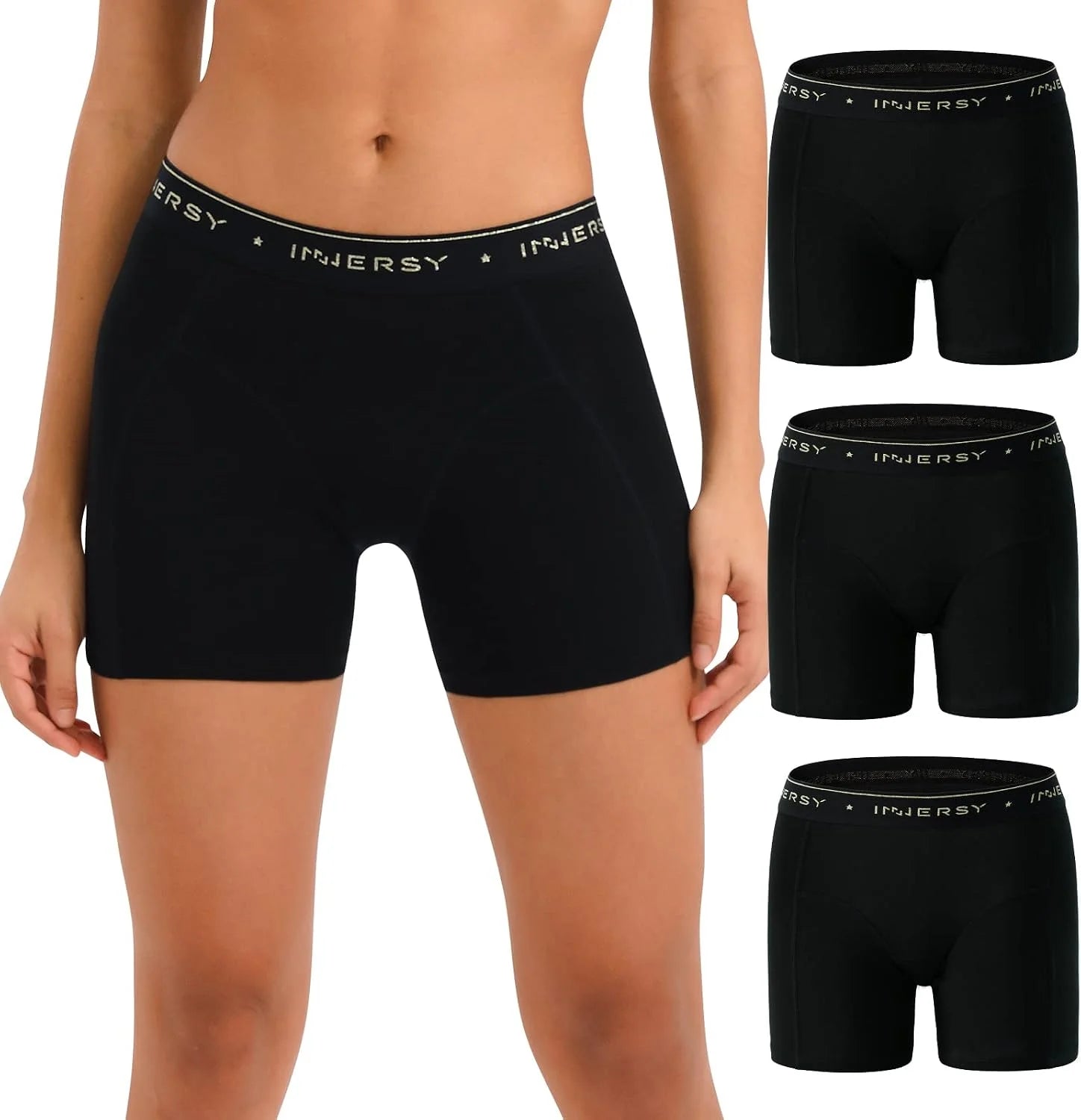 INNERSY Women's Cotton Boyshorts Underwear 3-Pack