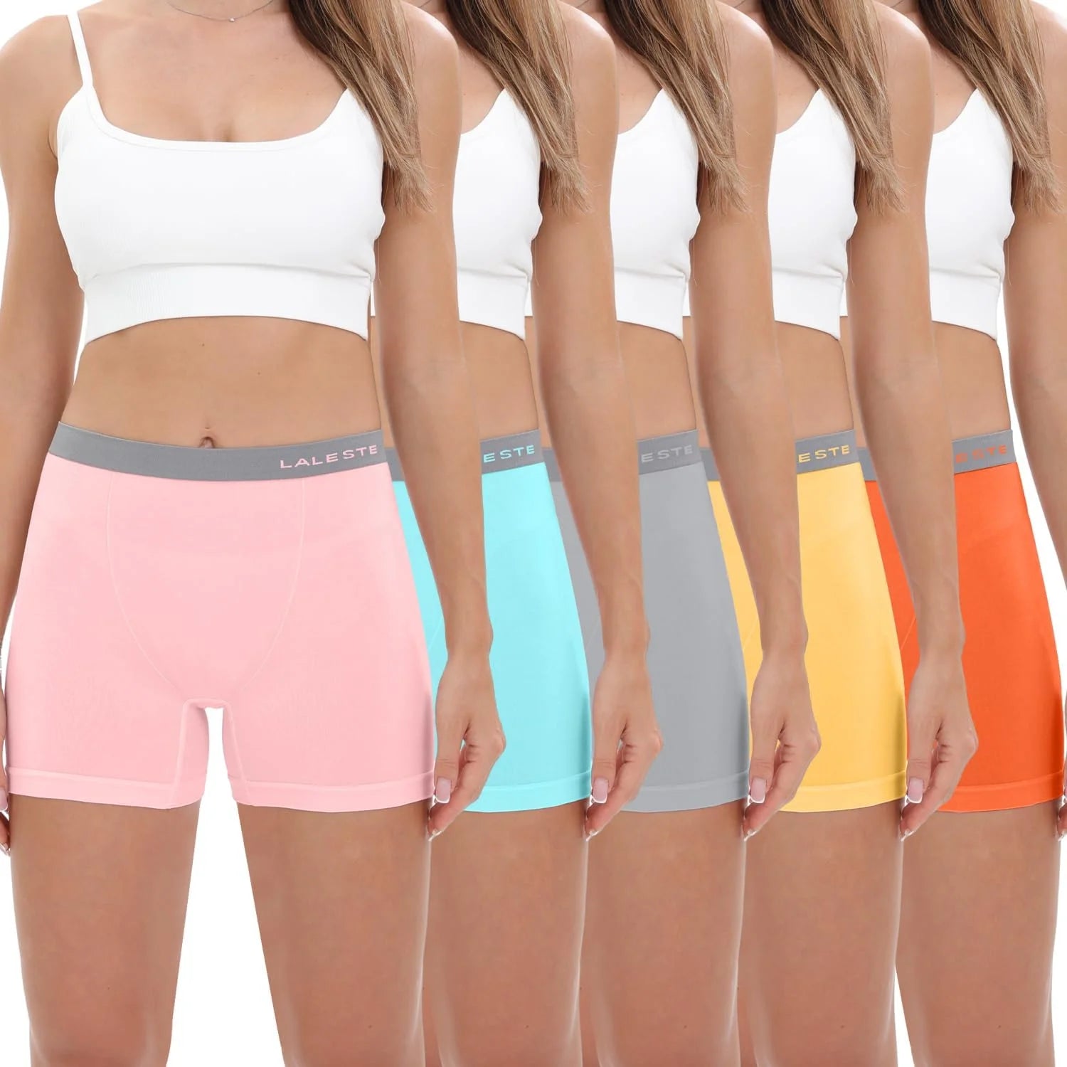 LALESTE Women's Cotton Boxer Briefs, 3-Inch Inseam, Full Coverage, 5 Pack