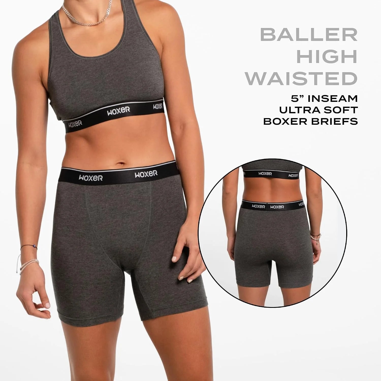 Woxer Womens Baller 5" High Waisted Boy Shorts Underwear – Seamless Boxer Briefs, Boyshort Panties, No Show Women’s Boxers