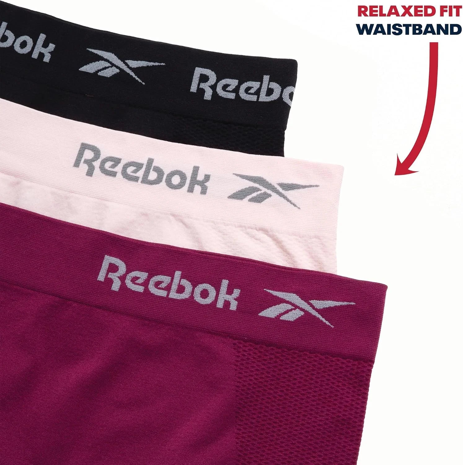 Reebok Womens Boyshorts 3 Pack Long Leg Performance Underwear 6" Inseam