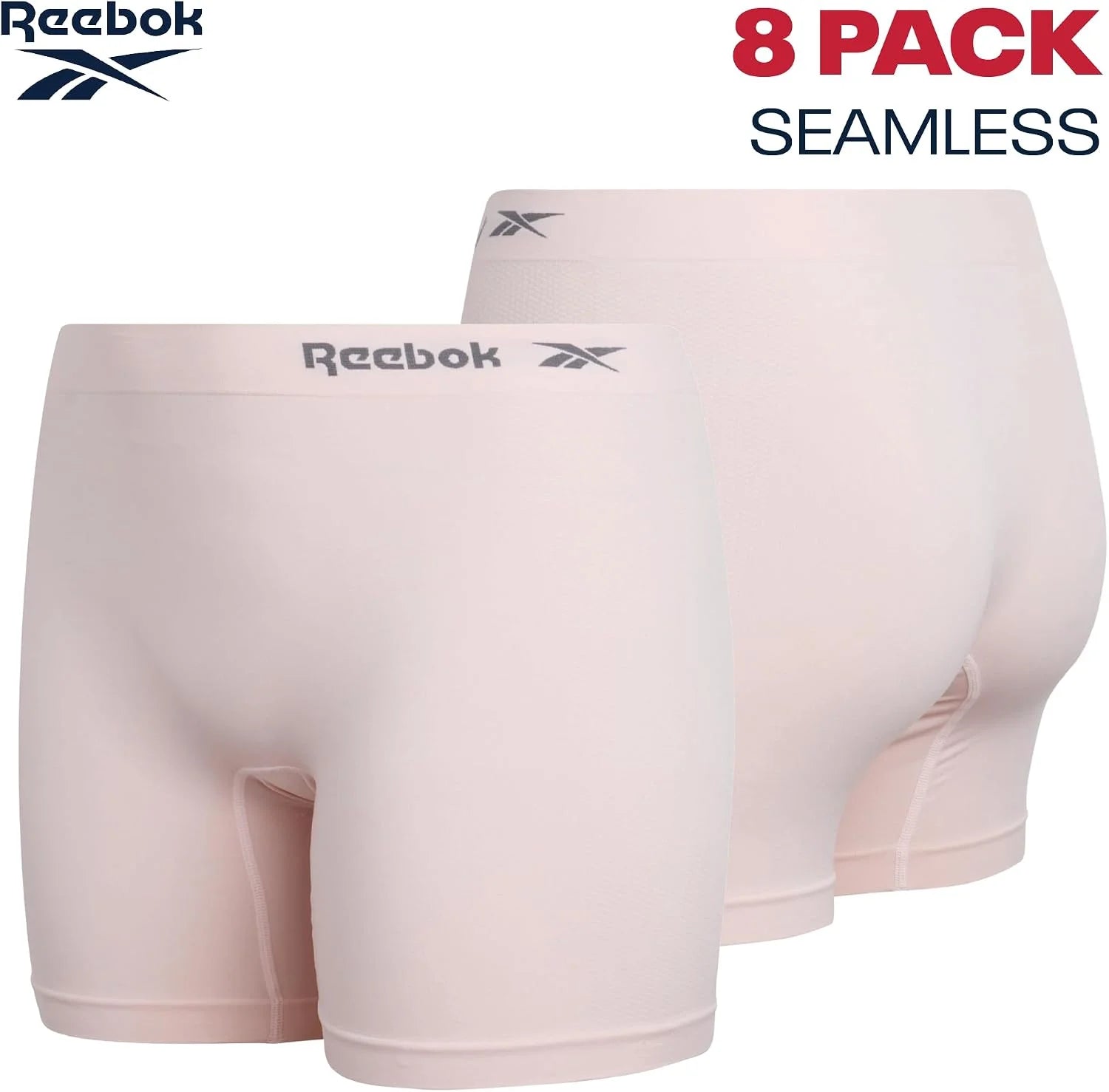Reebok Womens Boyshorts 8 Pack 6'' Inseam Long Leg Performance Underwear
